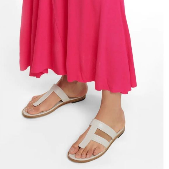 Tom Ford Shoes - Tom Ford Leather Thong Monogram TF Sandals White Size 39